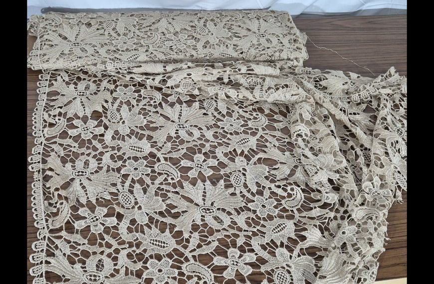 Guipure Lace with Flowers 100% Polyester Single-Colored - 1cm